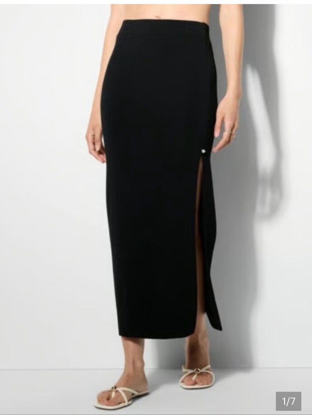 wild fable Black Midi Sweater Skirt with Pearl Side Slit